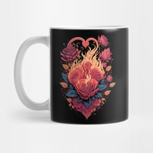 Burning Heart and Roses Mug